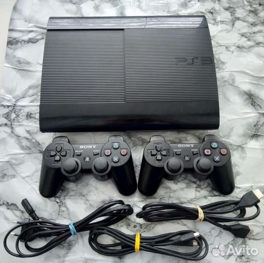 Playstation 3 прошитая 500gb 2 джойстика + 80 игр