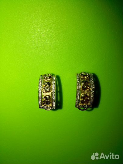 Серьги со слониками и бриллиантами