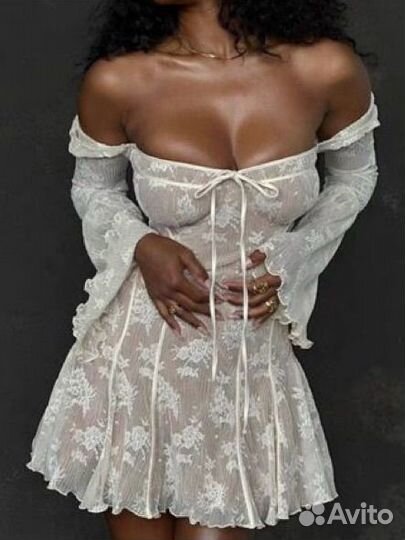 Платье кружевное белое house of cb