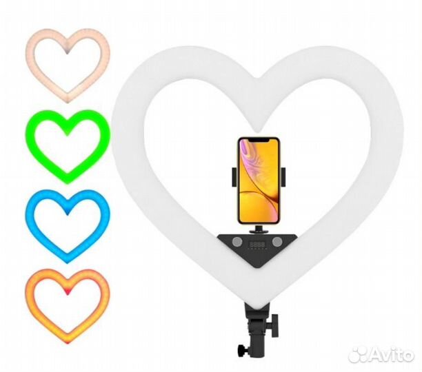 Многоцветная кольцевая LED лампа в форме сердца с