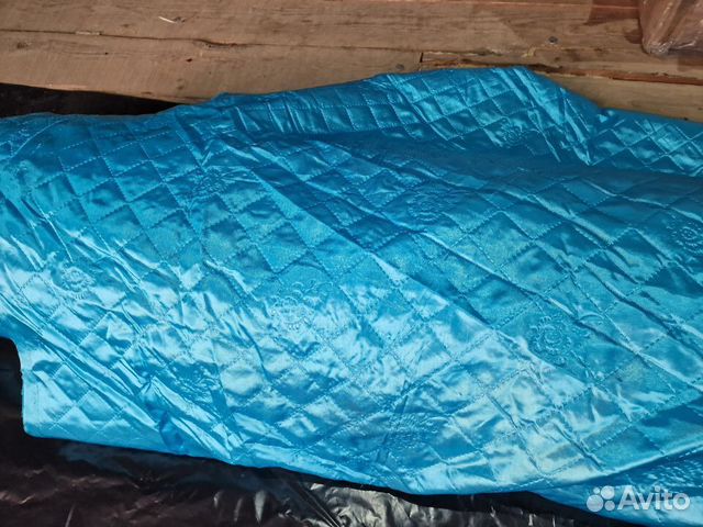 Ткань Атла�с стежка "Ромб" (голубой), шир. 1,5м