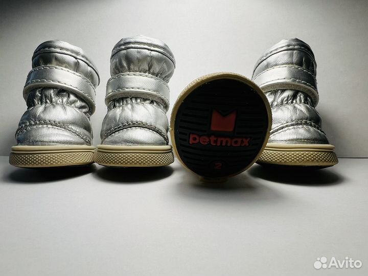 Ботинки-дутики для собак (2/М)серебряный (унисекс)