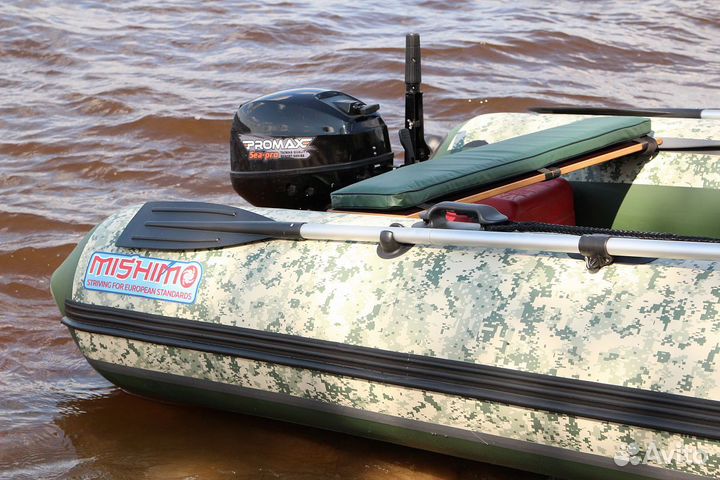 Лодка mishimo PRO 430, зеленый пиксель цвет