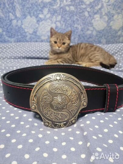 Ремень с пряжкой ручной работы aegis dota