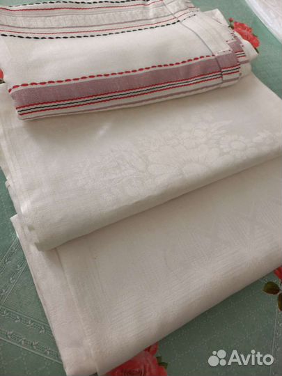 Лён жаккардовый, бязь белая, скатерти