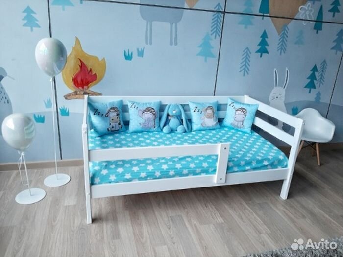 Кроватка софа с бортиком берёза от 2х лет