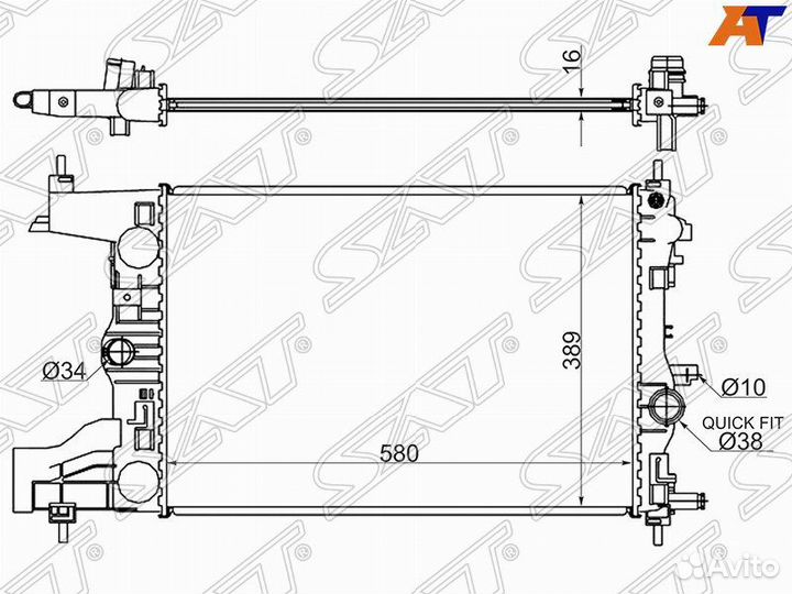 Радиатор охлаждения Cruze, Astra J, Zafira C c мкп
