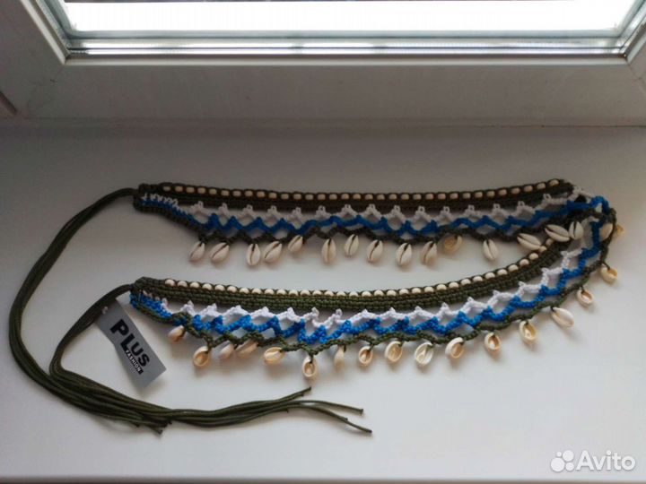 Пояс с ракушками плетенный новый