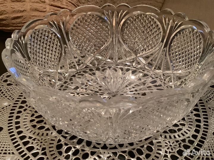 Хрустальная большая ваза для фруктов. Чехия