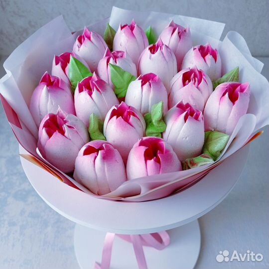 Съедобный букет из зефира/цветы/сладкий подарок