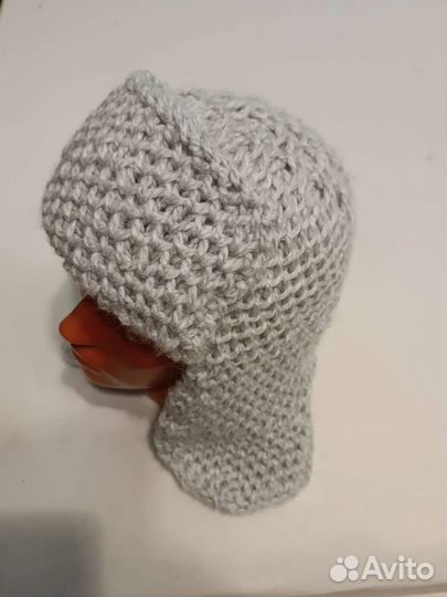 Шапка ушанка женская вязаная