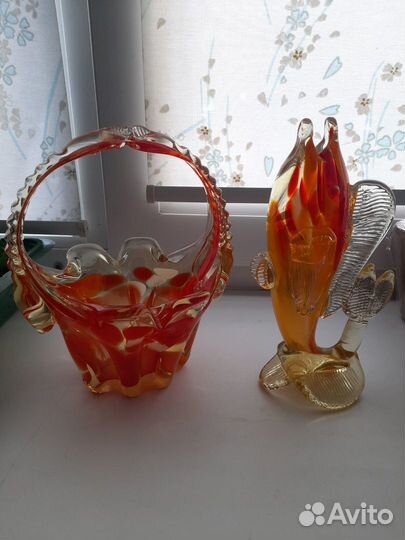 Набор. Ваза. Цветное стекло СССР