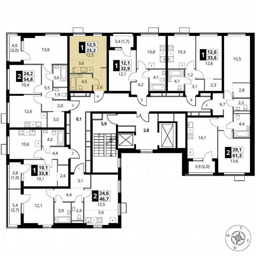 Квартира-студия, 23,2 м², 13/16 эт.