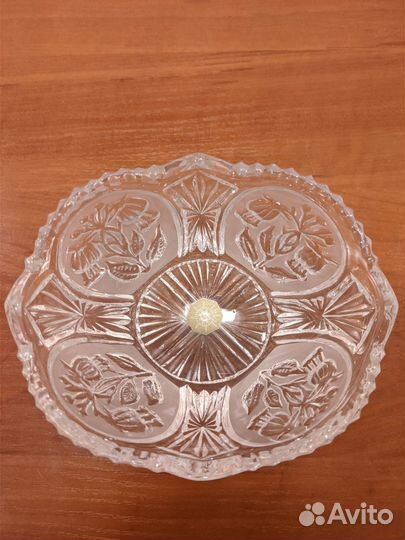 Хрустальная ваза конфетница корзиночка СССР
