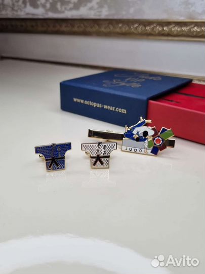 Подарочный набор Дзюдо: зажим для галстука/запонки