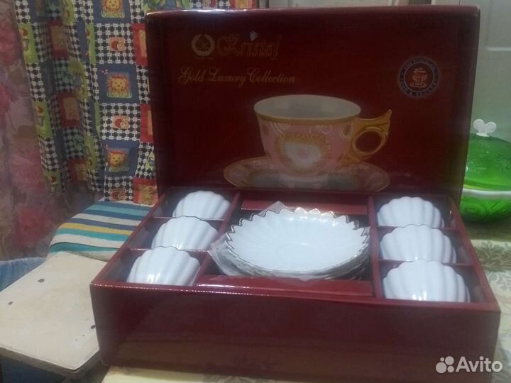 Набор super kristal чашки блюдца 6 персон