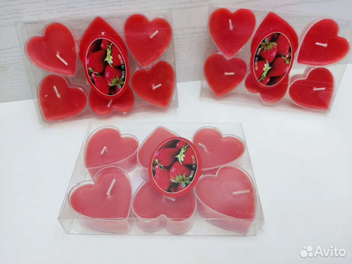 Свечи сердце с ароматом клубники, новые