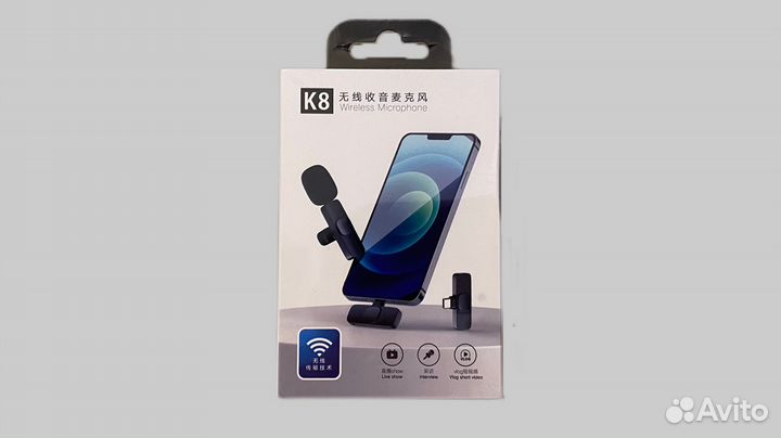 Беспроводной петличный микрофон петличка с клипсой