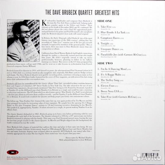 Виниловая пластинка Dave Brubeck Quartet / Greates