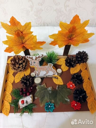 Поделка осенняя оленёнок шишки в детский сад школу