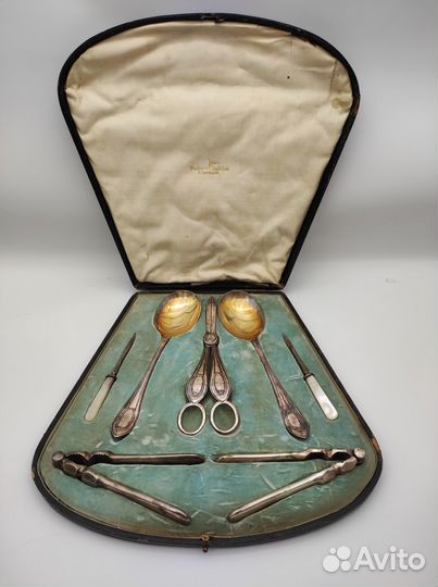 Фруктовый набор нач. XX в., серебрение, перламут