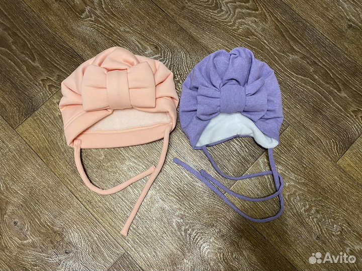 Шапка тюрбан на девочку на весну-осень