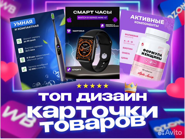 Дизайн карточек /Инфографика для маркетплейсов