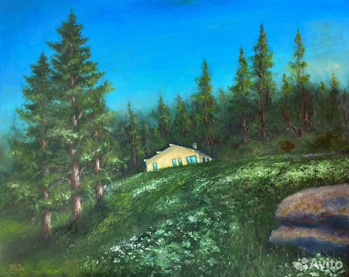 Картина маслом на холсте пейзаж 50х40см Алтай