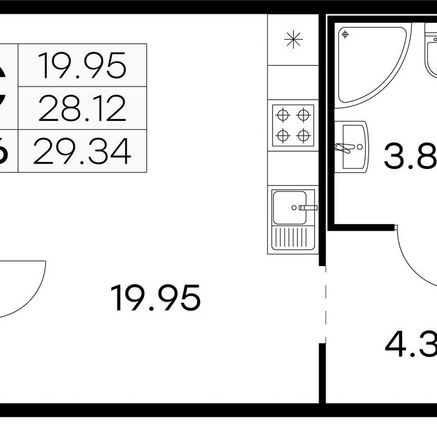 Квартира-студия, 29,3 м², 2/15 эт.