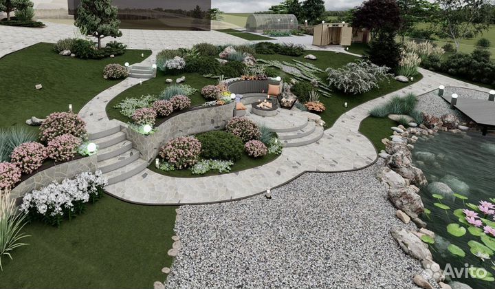 3D визуализация экстерьер, ландшафт