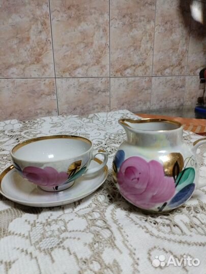 Чайная пара и молочник Агашки