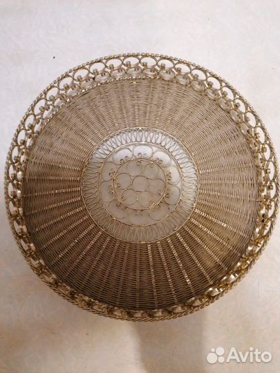 Блюдо металлическое инкрустация