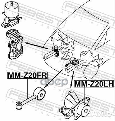 Опора двигателя mitsubishi colt 02-12 лев