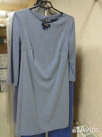 Платье трикотажное синий ромбик р.42