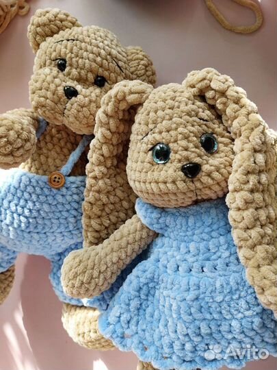 Плюшевые вязаные игрушки