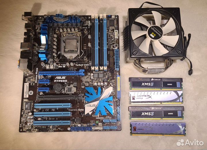 Asus P7P55D+xeon X3470+DDR3 8GB 1600mhz+Кулер