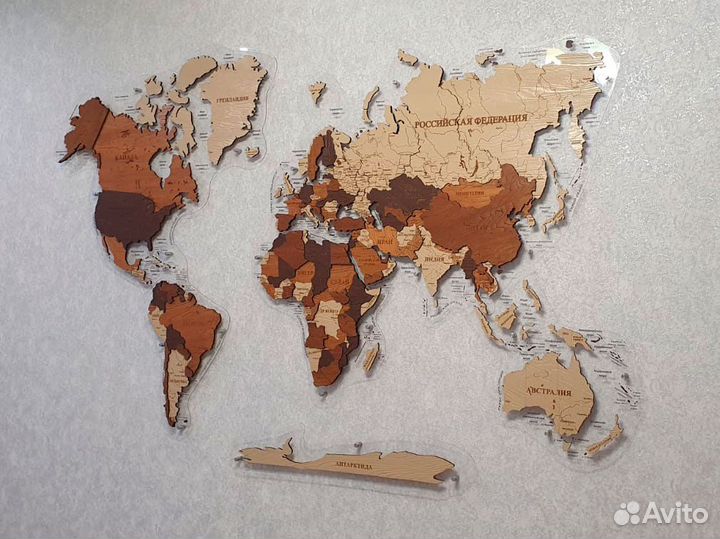Деревянная карта мира из дерева, Ноябрьск