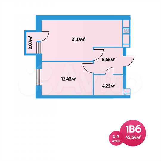 1-к. квартира, 45,3 м², 4/10 эт.