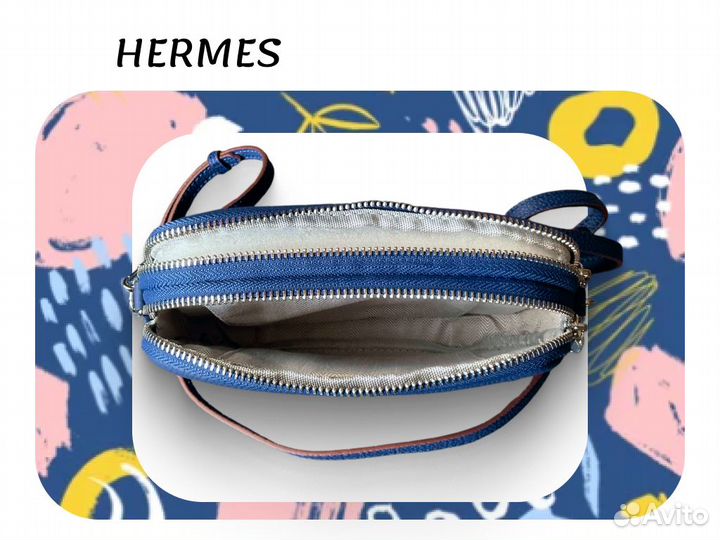 Сумка женская Hermes, маленькая, синяя