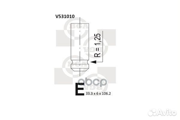 Клапан впускной 33.3x6x106.2 Peugeot