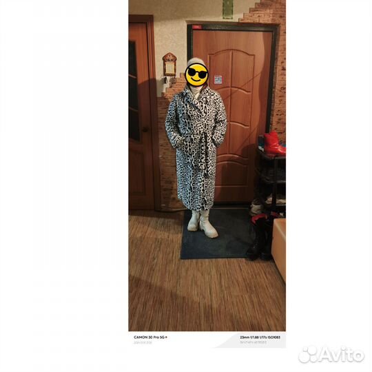 Шуба из экомеха женская Леопард