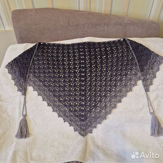 Бактус шарф-косынка ручное вязание 100% хлопок