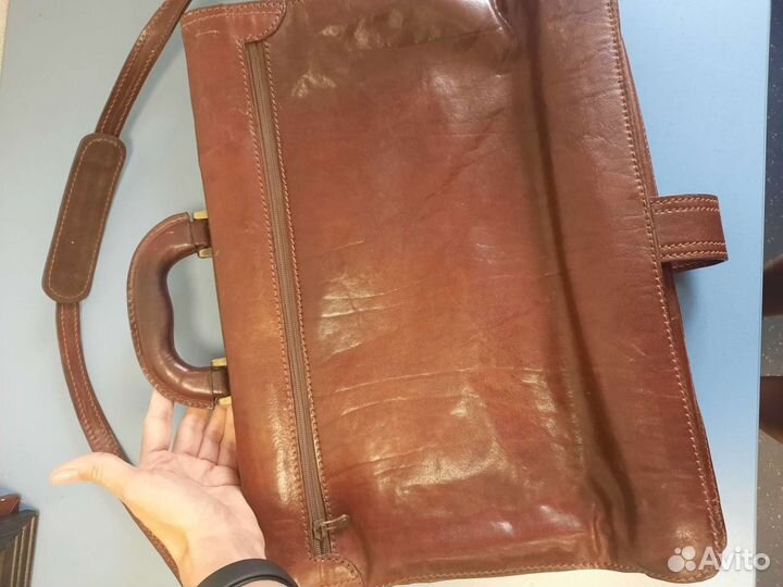 Мужской кожаный портфель ручной работы