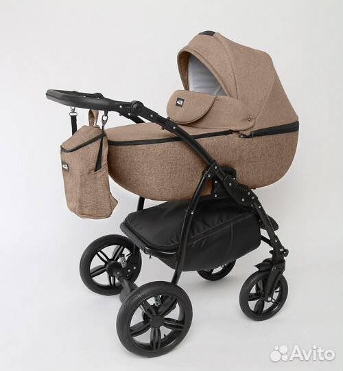 Коляска 2 в 1 Peppy Sandra Eco (17) кожа т. бежева