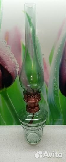 Стеклянная колба для керосиновой лампы, с горелкой
