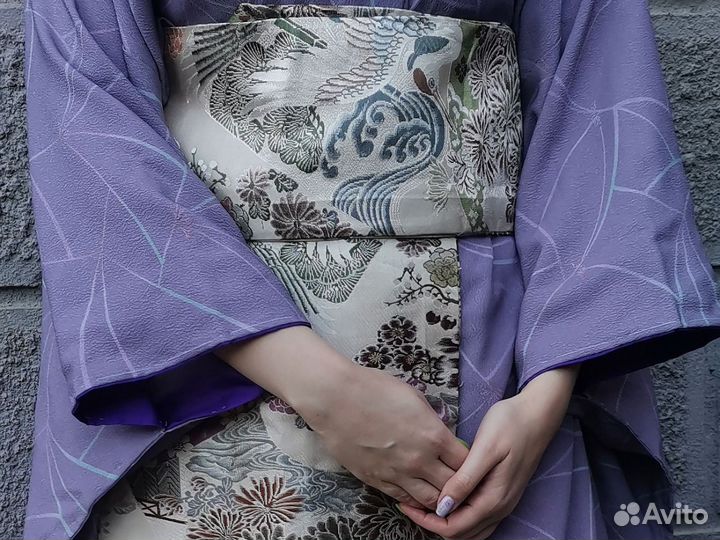 Пояс оби двусторонний шёлк парча