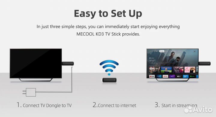 Смарт тв приставка Стик Mecool KD3 2/8 Google TV