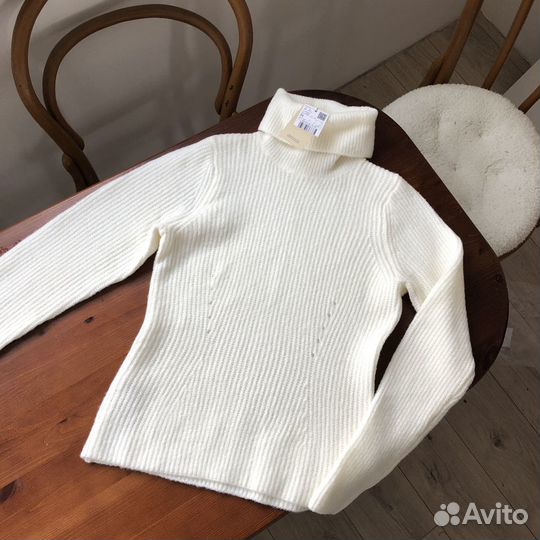 Свитер белый шерсть XL новый mango zara lime