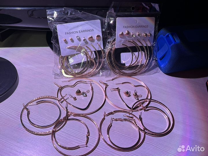 Серёжки кольца набор