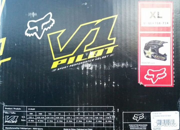 Мотошлем Fox Racing V1 Rockstar Helmet Black/Yello